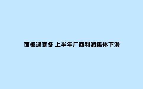 面板遇寒冬 上半年厂商利润集体下滑
