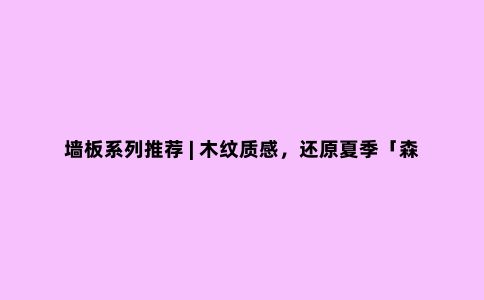 墙板系列推荐 | 木纹质感,还原夏季「森」活
