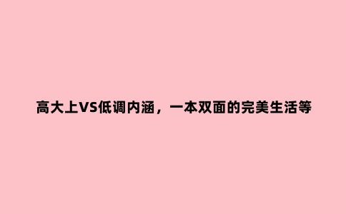高大上VS低调内涵，一本双面的***生活等你来体验