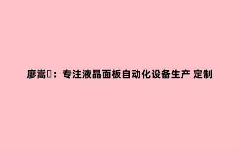廖嵩缐:专注液晶面板自动化设备生产 定制服务建设品牌价值