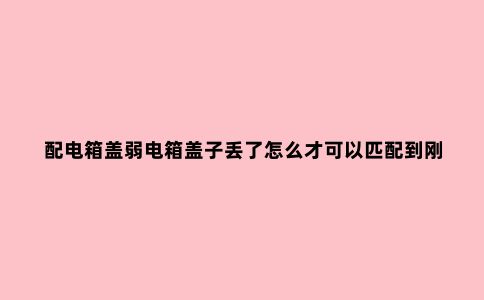 配电箱盖弱电箱盖子丢了怎么才可以匹配到刚刚好又好看的盖子呢