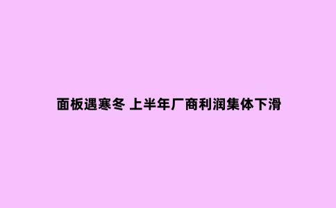 面板遇寒冬 上半年厂商利润集体下滑