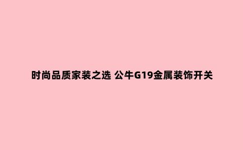 时尚品质家装之选 公牛G19金属装饰开关插座测评