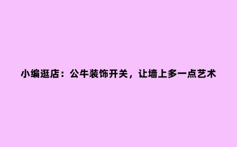 小编逛店:公牛装饰开关,让墙上多一点艺术